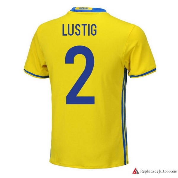 Camiseta Seleccion Sweden Primera equipación Lustig 2018 Amarillo
